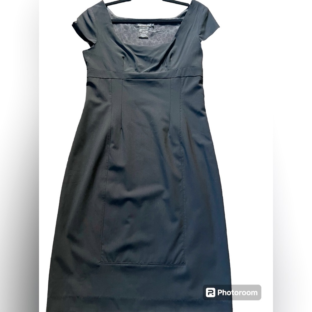 Paige Black Label Little Black Sheath Dress with Square Neckline Size 8-10